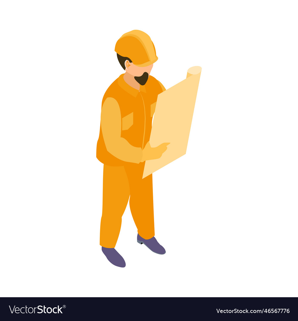 Builder isometric Royalty Free Vector Image - VectorStock
