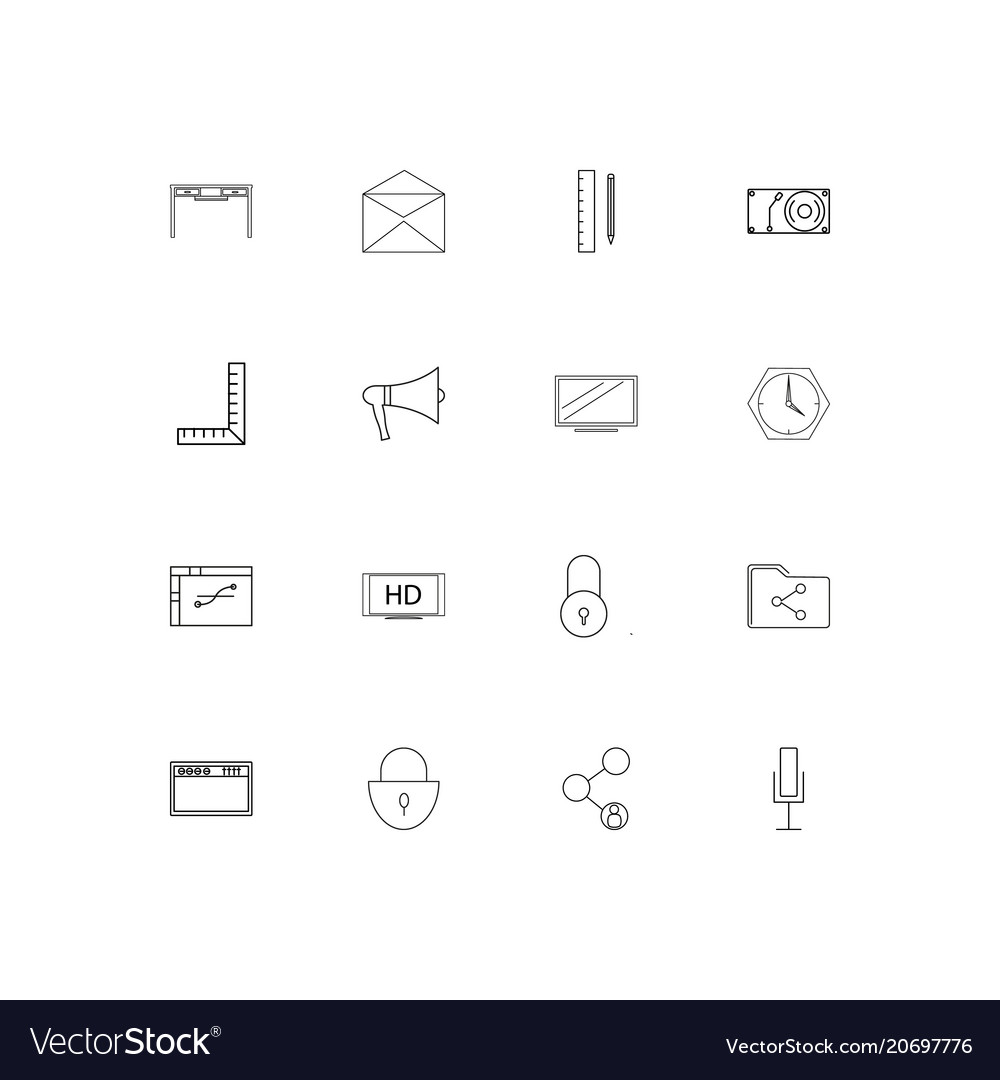 Devices simple linear icons set outlined