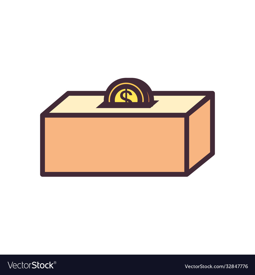 Dollar coin inside box line and fill style icon
