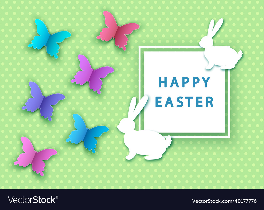 Happy easter background with paper colorful