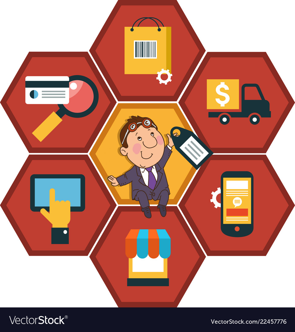 Honeycomb structure with interface icons Vector Image Honeycomb structure with interface icons