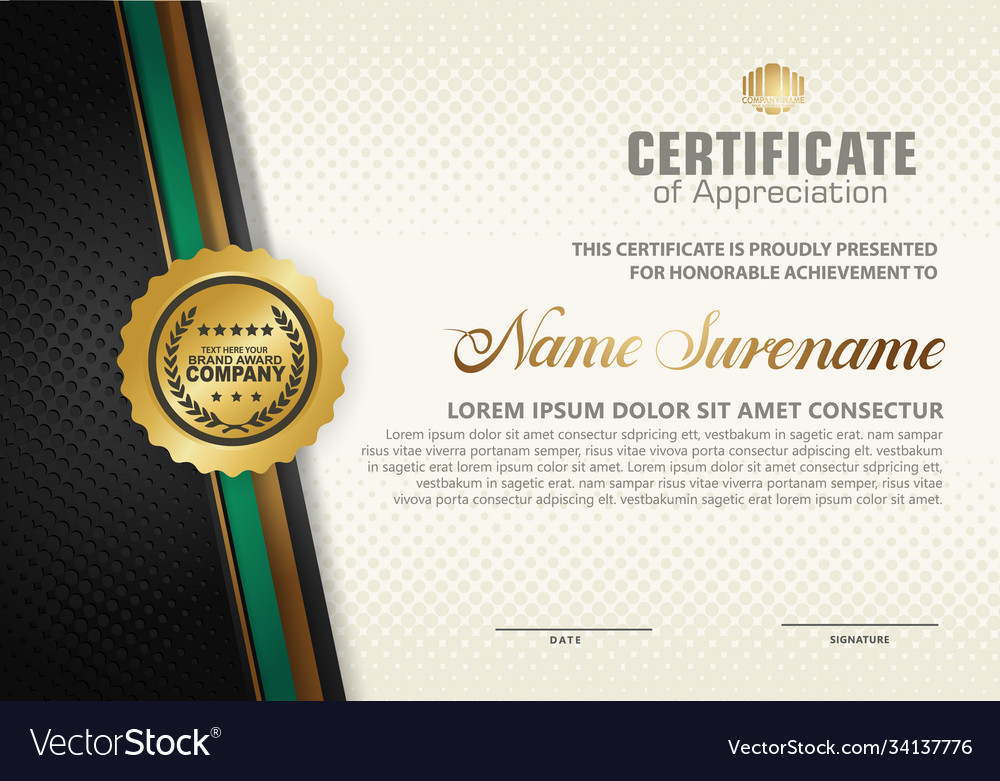 Modern certificate template with lines style Vector Image