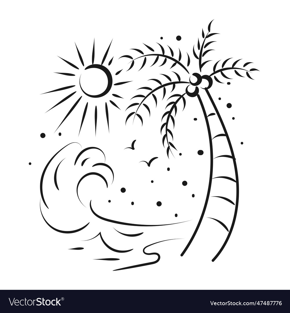Palm tree line drawing for print vector image Palm tree line drawing for print