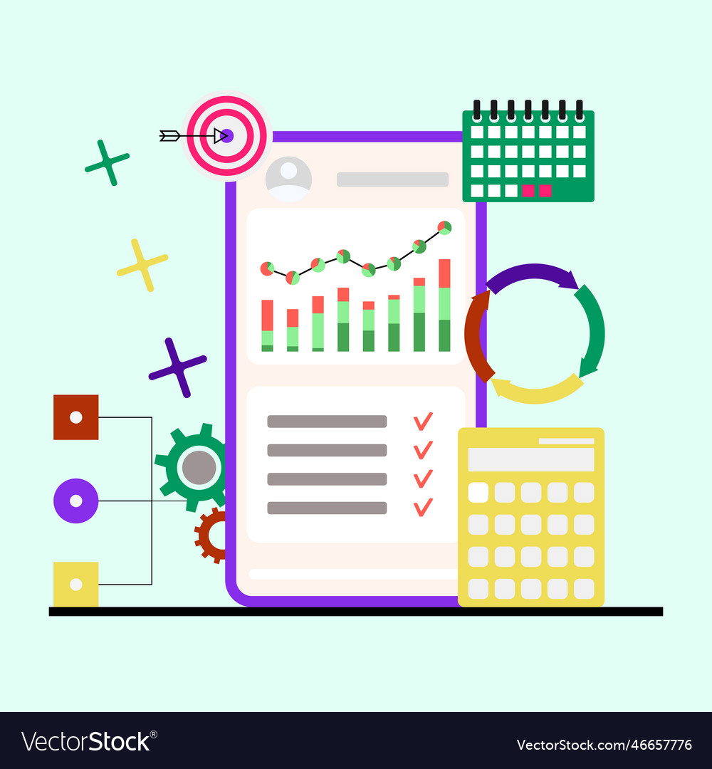 Planning and scheduling online application vector image Planning and scheduling online application