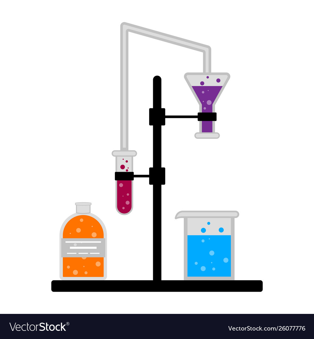 Science experiment with different flasks