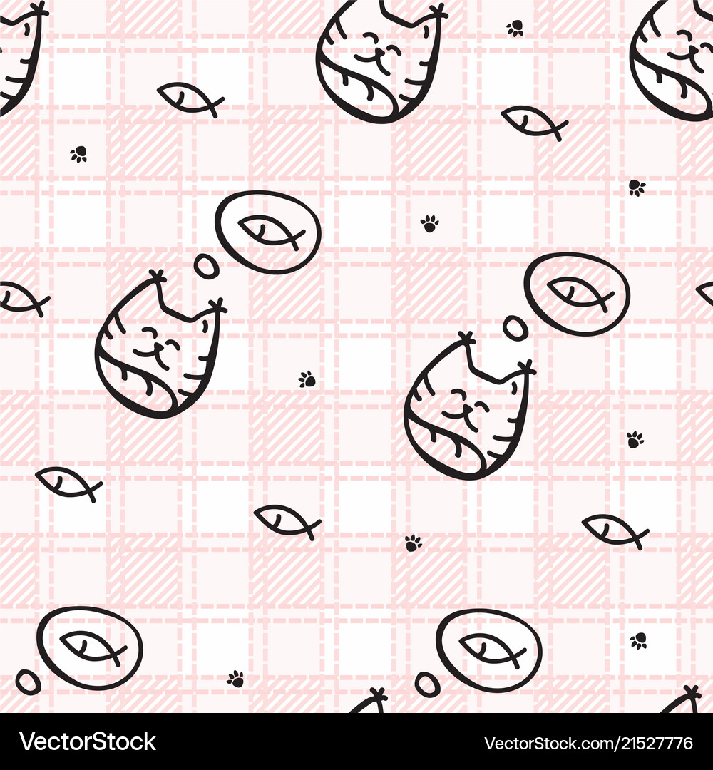 Seamless pattern with cute cats Royalty Free Vector Image