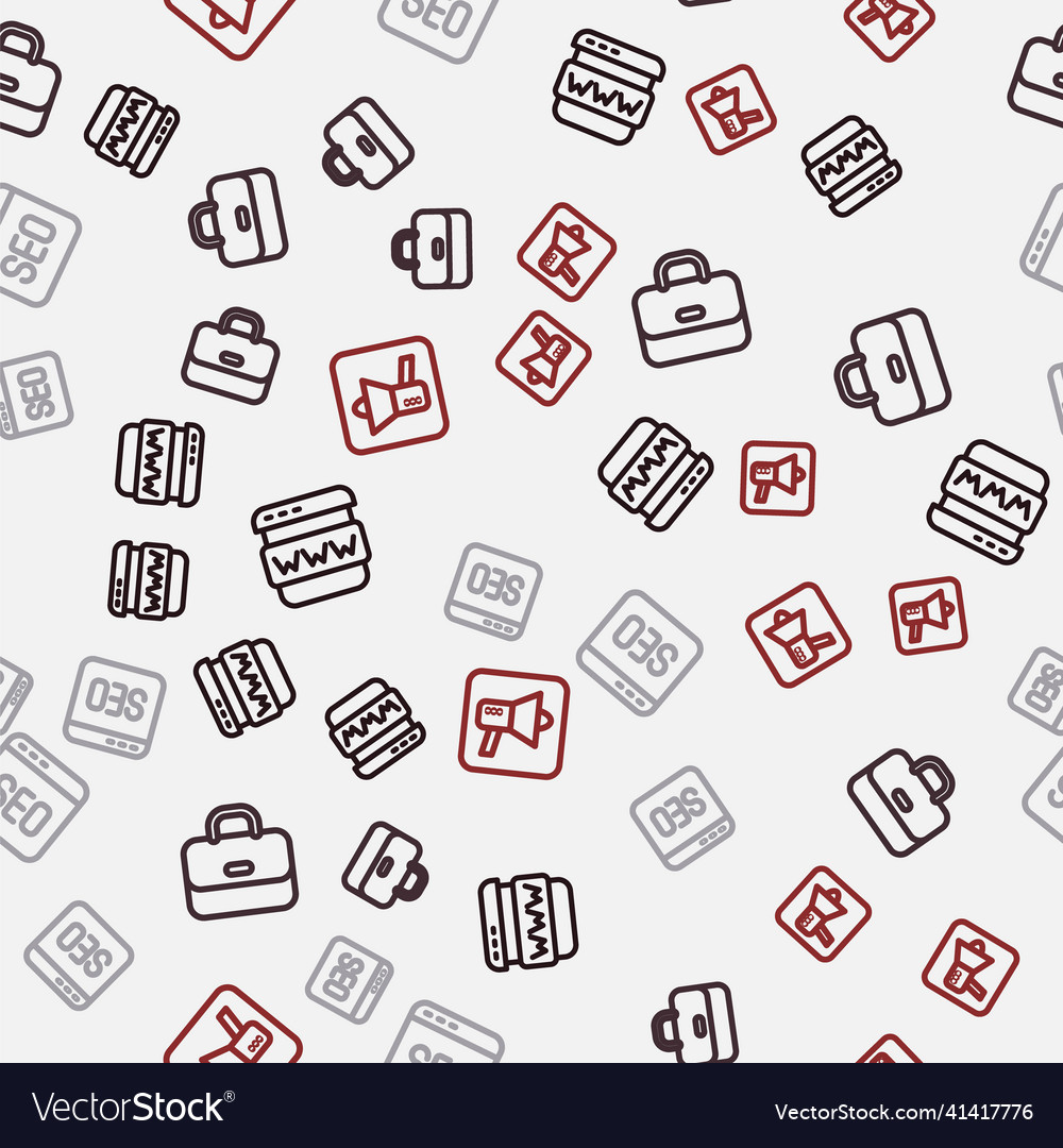 Set line browser window briefcase seo Royalty Free Vector