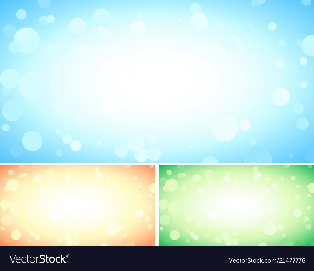 Set of three abstract blue backgrounds with bokeh vector image Set of three abstract blue backgrounds with bokeh