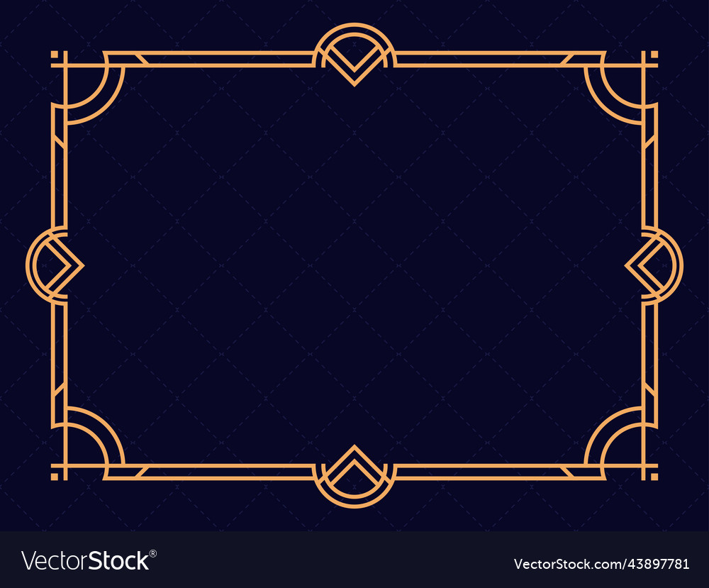 Art deco frame vintage linear border design Vector Image