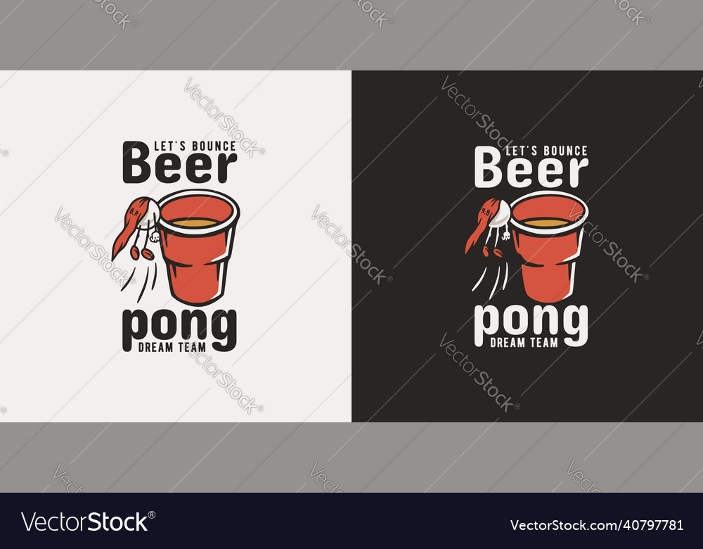 Beer pong game cup and ball for bar college Vector Image