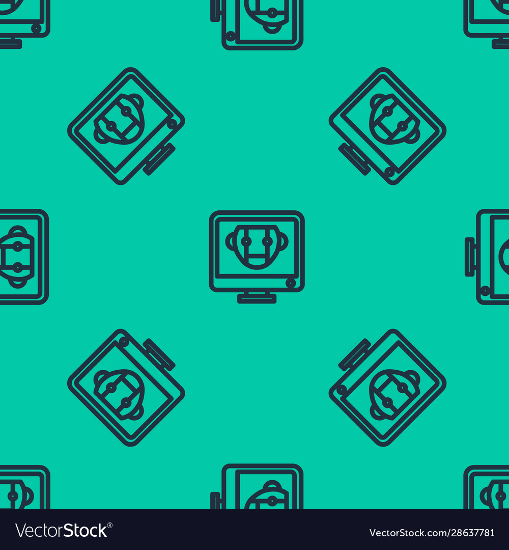 Blue line bot icon isolated seamless pattern vector image Blue line bot icon isolated seamless pattern