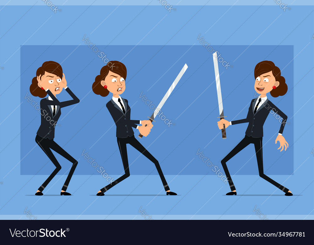 Cartoon flat funny business woman character set