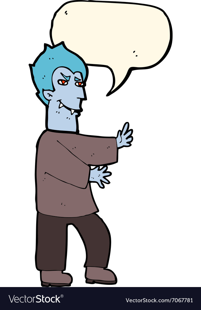 Cartoon vampire with speech bubble