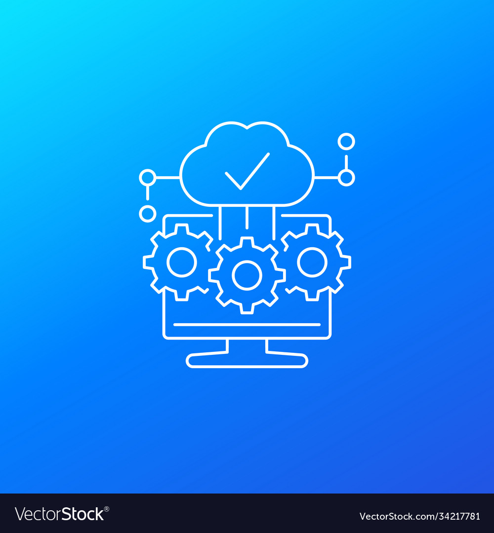 Cloud computing software icon linear