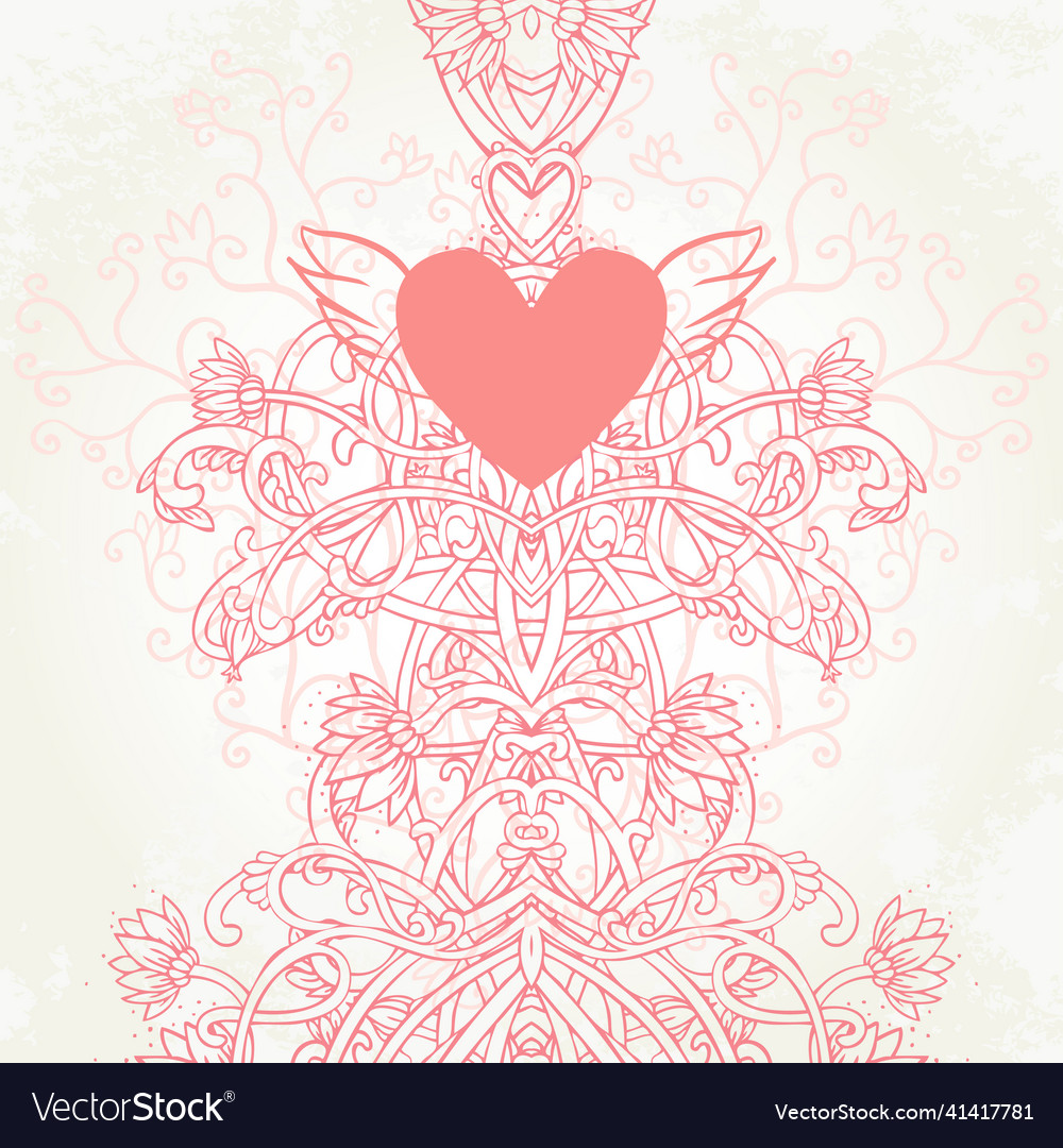 Cute floral background with heart Royalty Free Vector Image