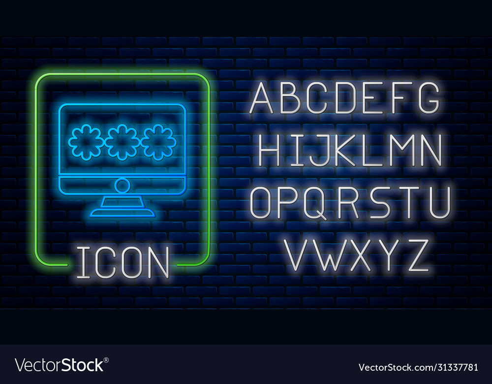 Glowing neon monitor with password notification vector image Glowing neon monitor with password notification