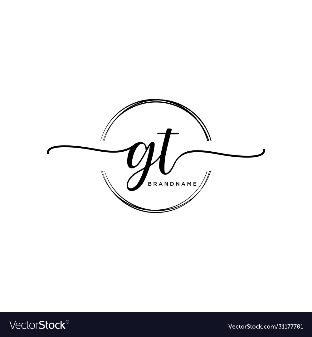 Gt initial handwriting logo with circle template