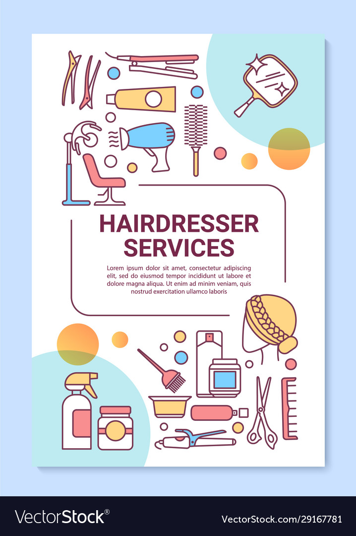 Hairdresser services poster template layout vector image Hairdresser services poster template layout