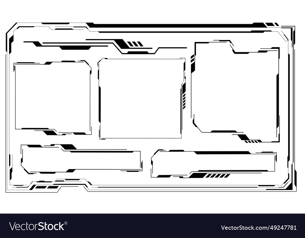 Hud frames black user interface elements design vector image Hud frames black user interface elements design