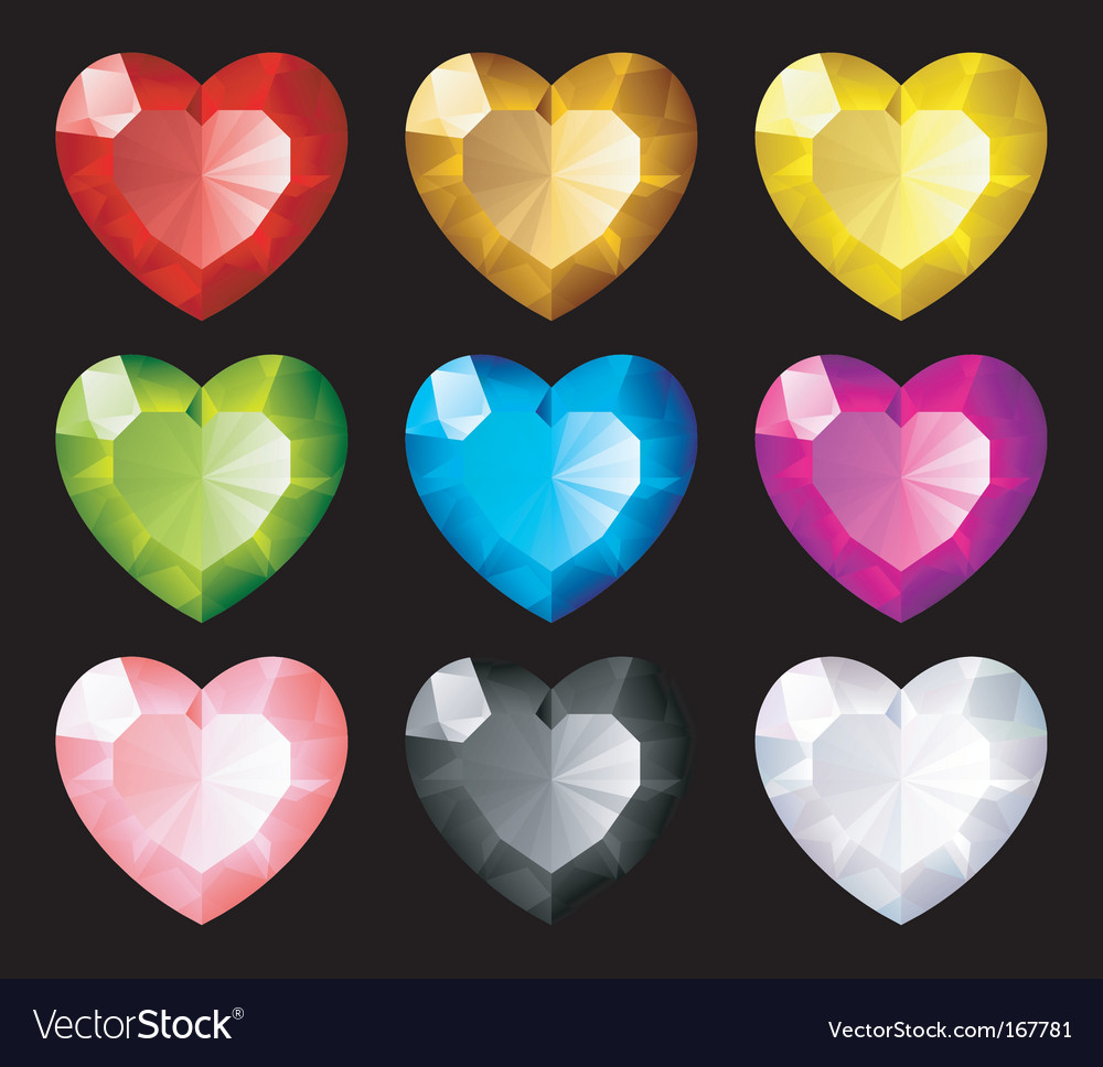 Jewel hearts set Royalty Free Vector Image - VectorStock
