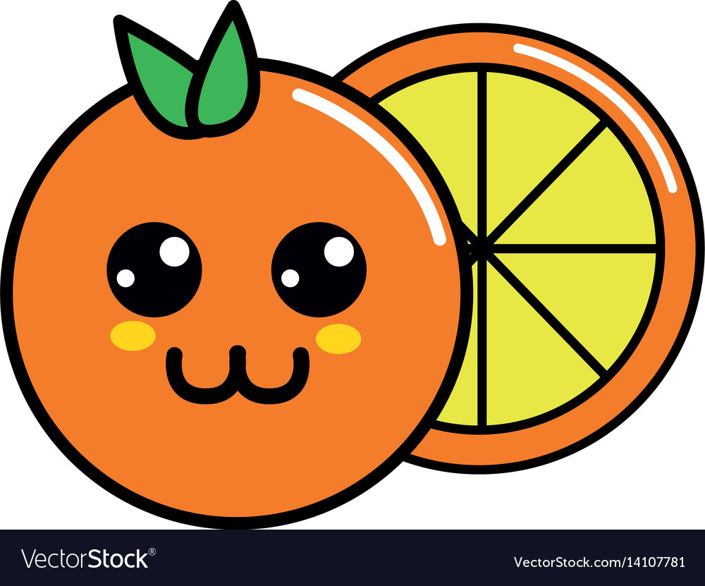 Kawaii nice happy orange fruit Royalty Free Vector Image