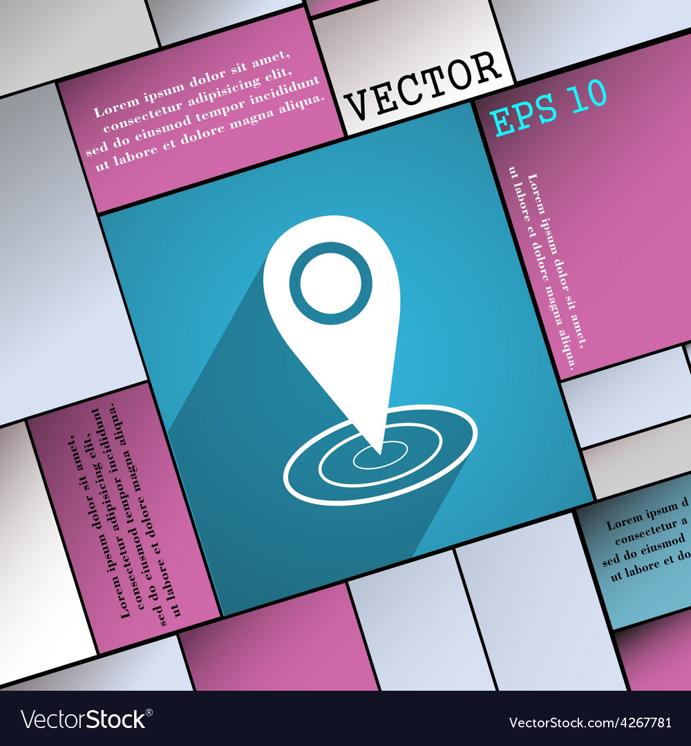 Map pointer icon symbol flat modern web design