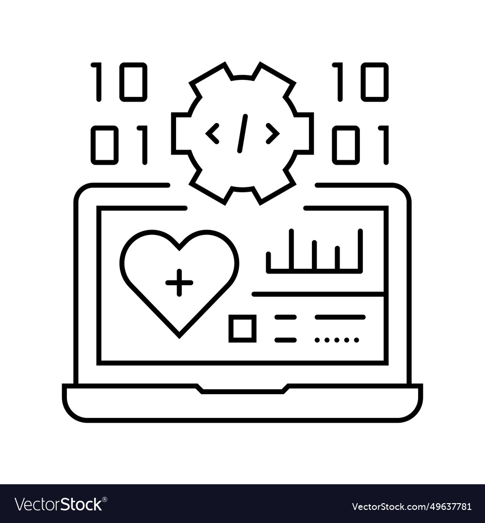 Medical software biomedical line icon vector image Medical software biomedical line icon