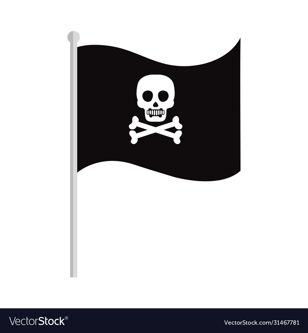 Pirate flag with a skull and bones on white Vector Image