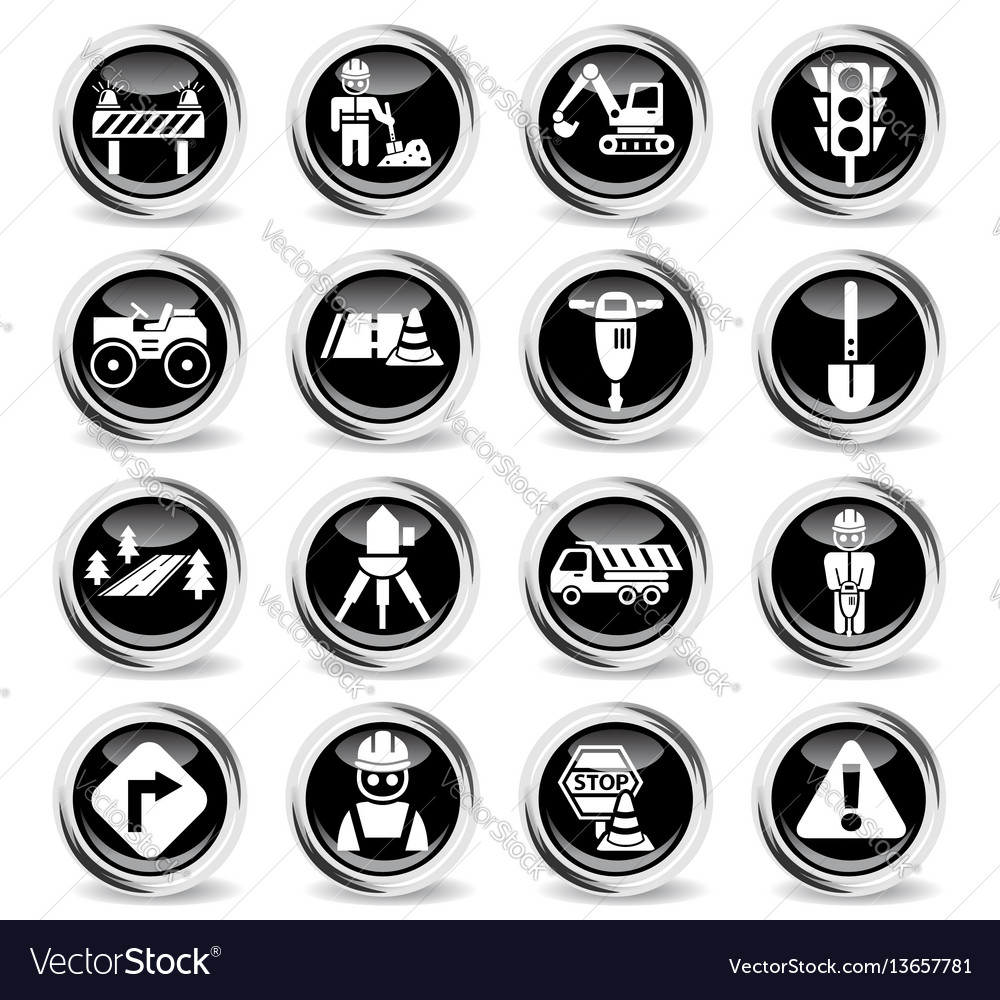 Road repairs icon set