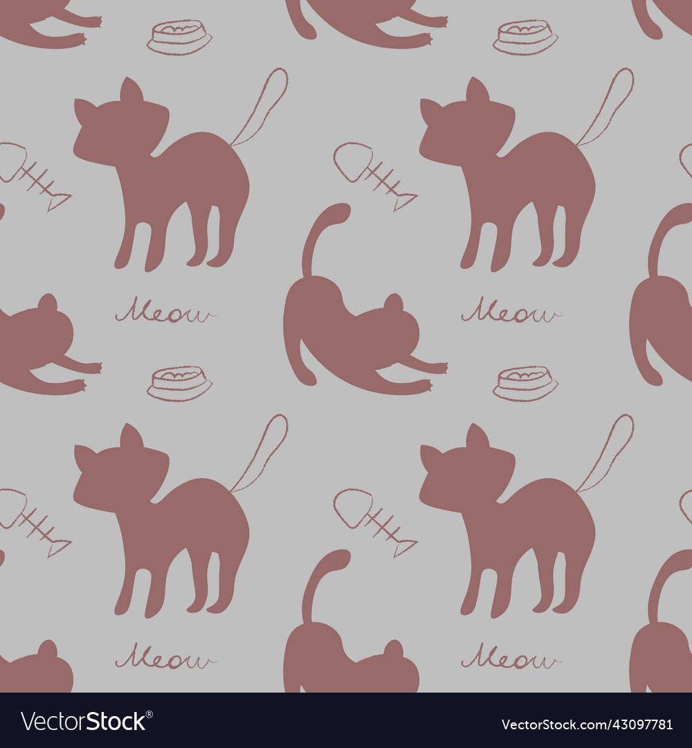 Seamless pattern with fun cat