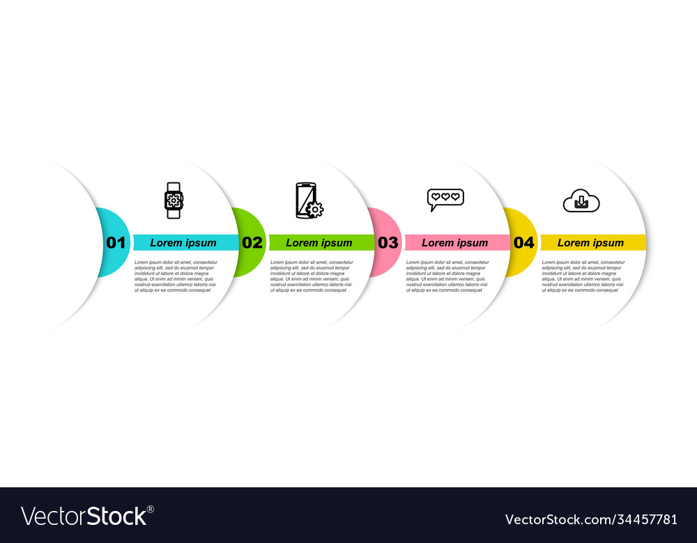 Set line smartwatch setting on smartphone vector image Set line smartwatch setting on smartphone