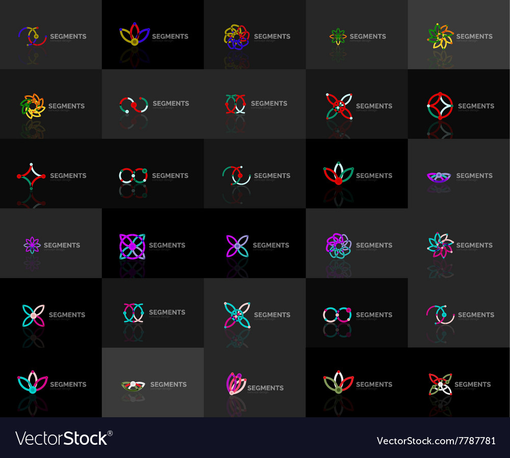 Set of linear abstract logos swirl circle