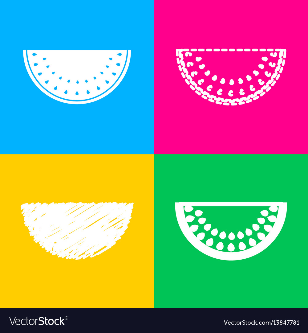 Watermelon sign four styles of icon on color