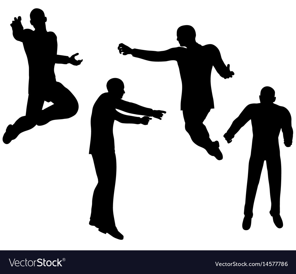 Businessman silhouette in super power pose Vector Image