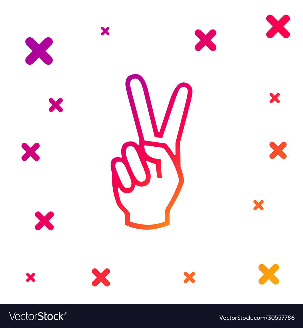 Color hand showing two finger icon isolated