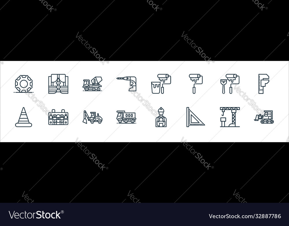 Constructions line icons linear set quality