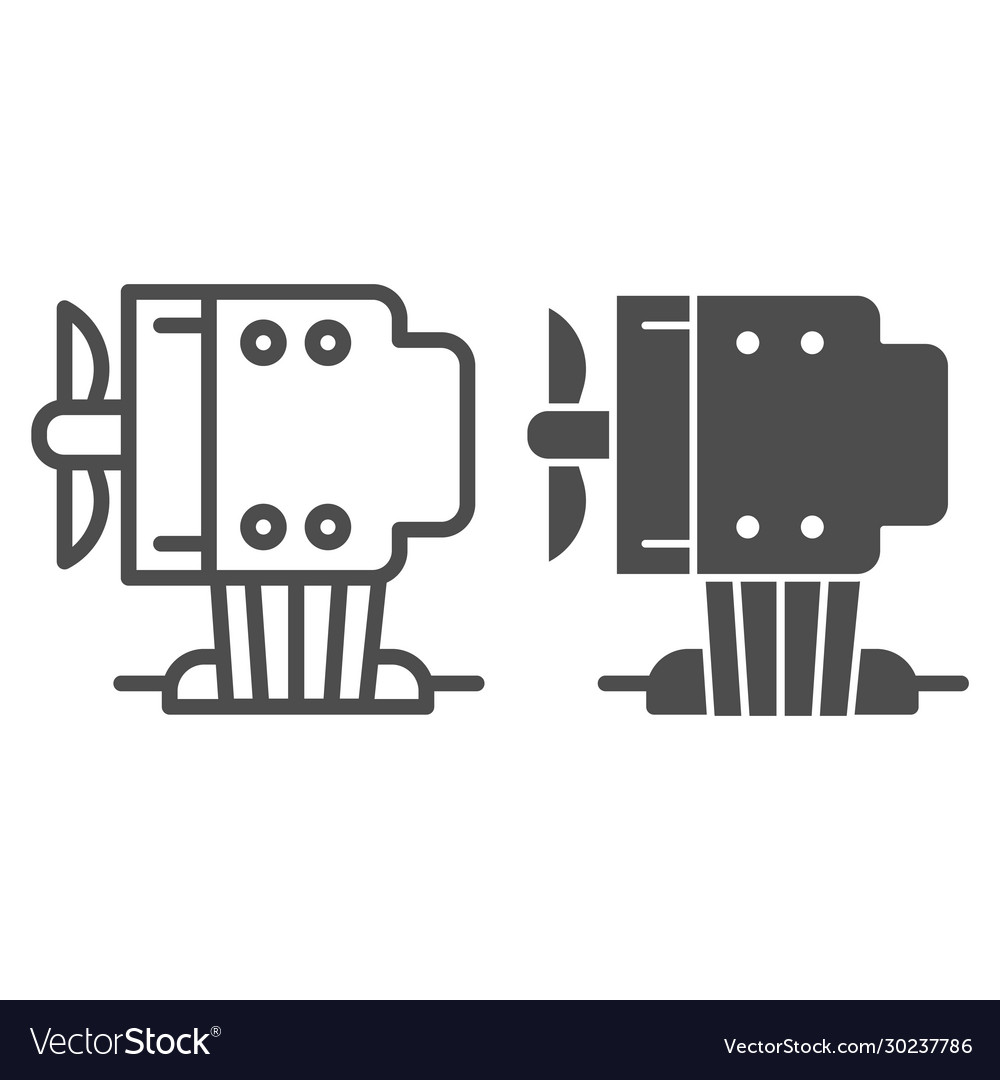 Cpu cooling tower line and solid icon computer vector image Cpu cooling tower line and solid icon computer