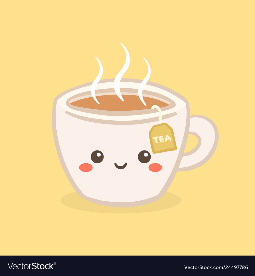 Kawaii Coffee Cups With Different Hot Drinks Stock Illustration