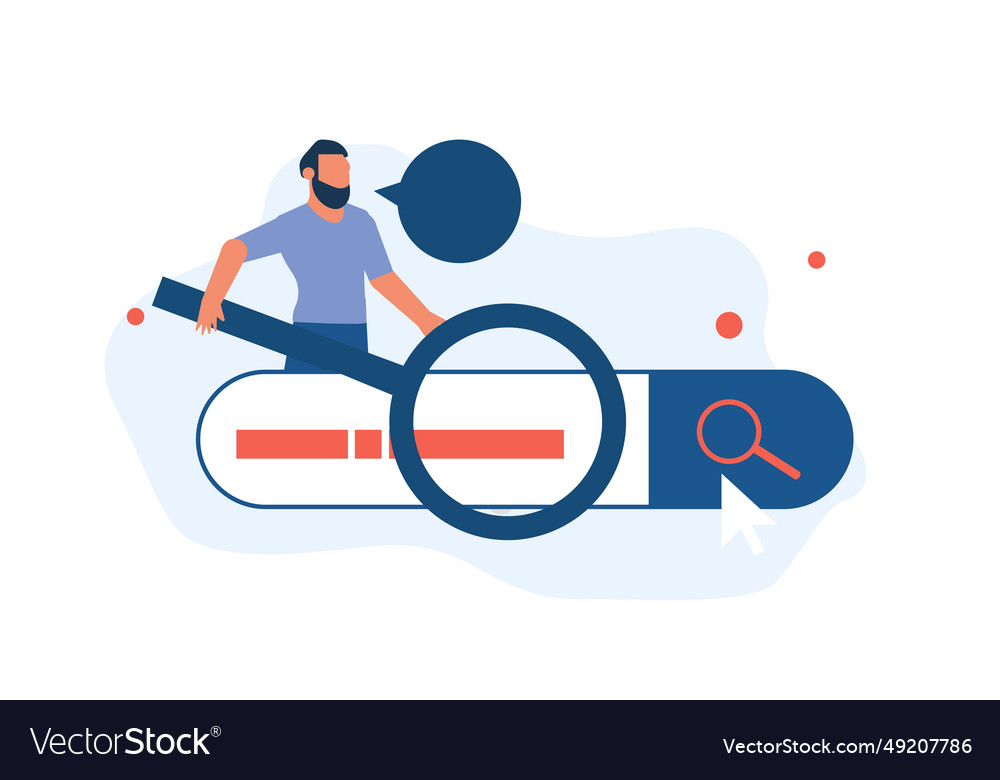 Flat showcases a businessman using magnifying vector image Flat showcases a businessman using magnifying