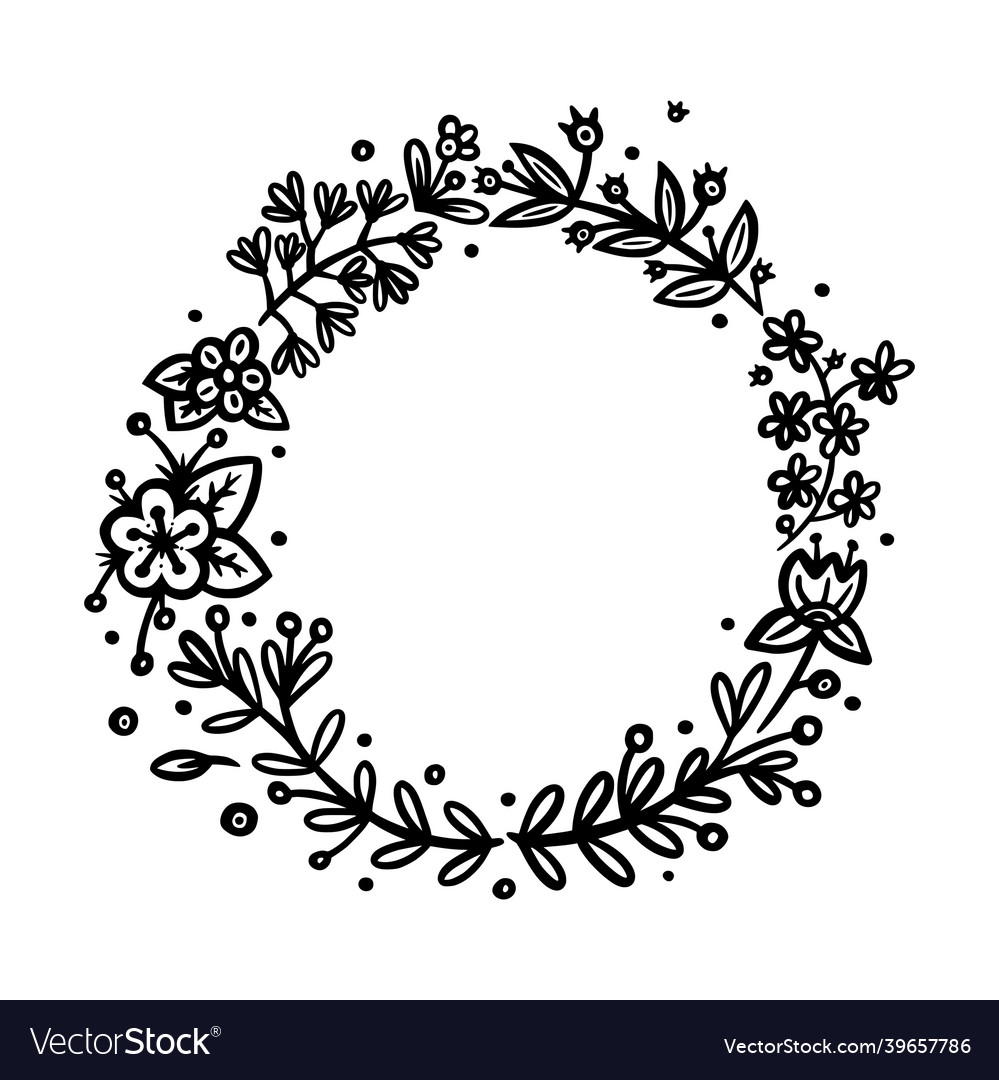 Flower circle wreath for invitations and bullet Vector Image