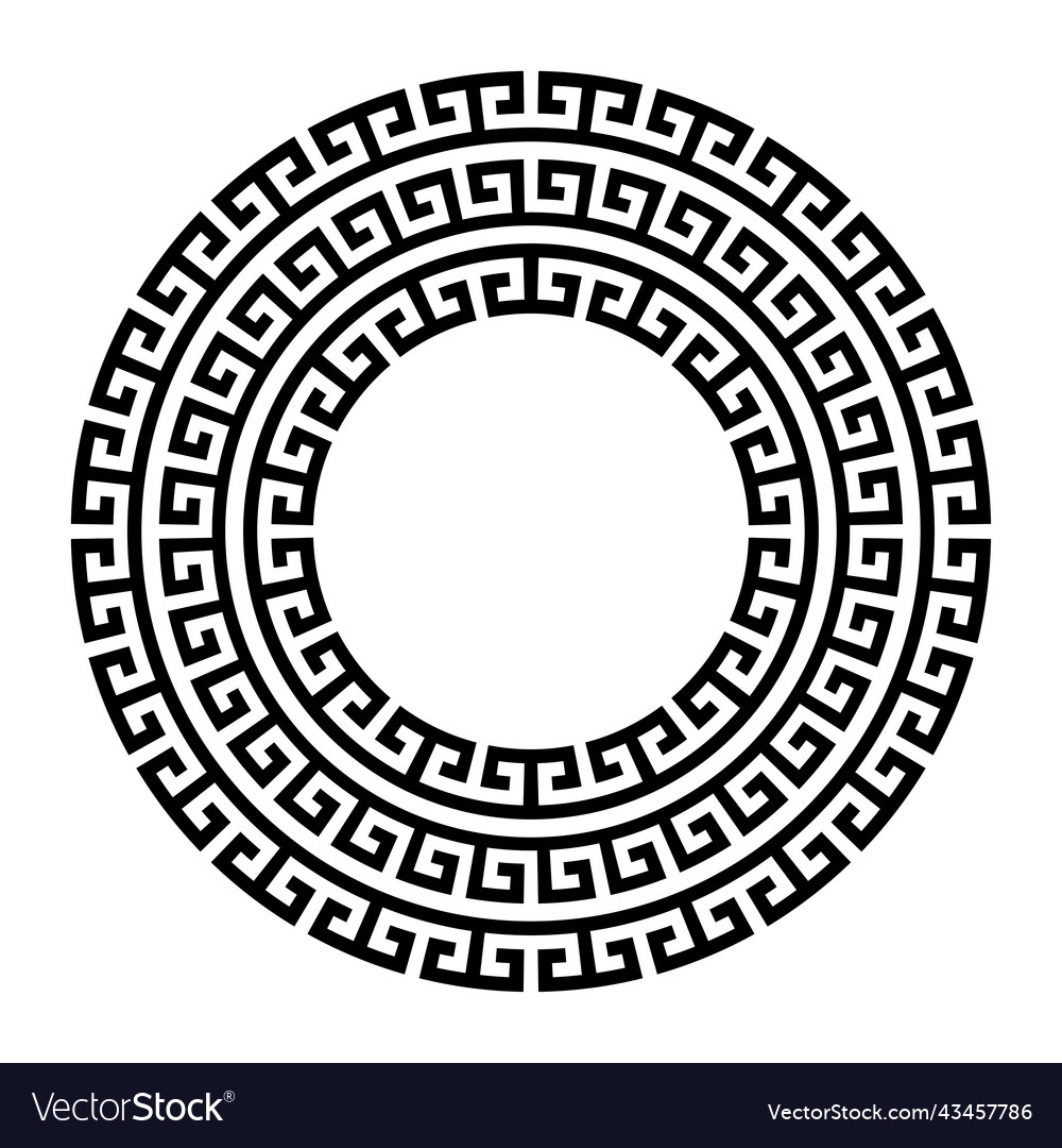 Greek key round frame border