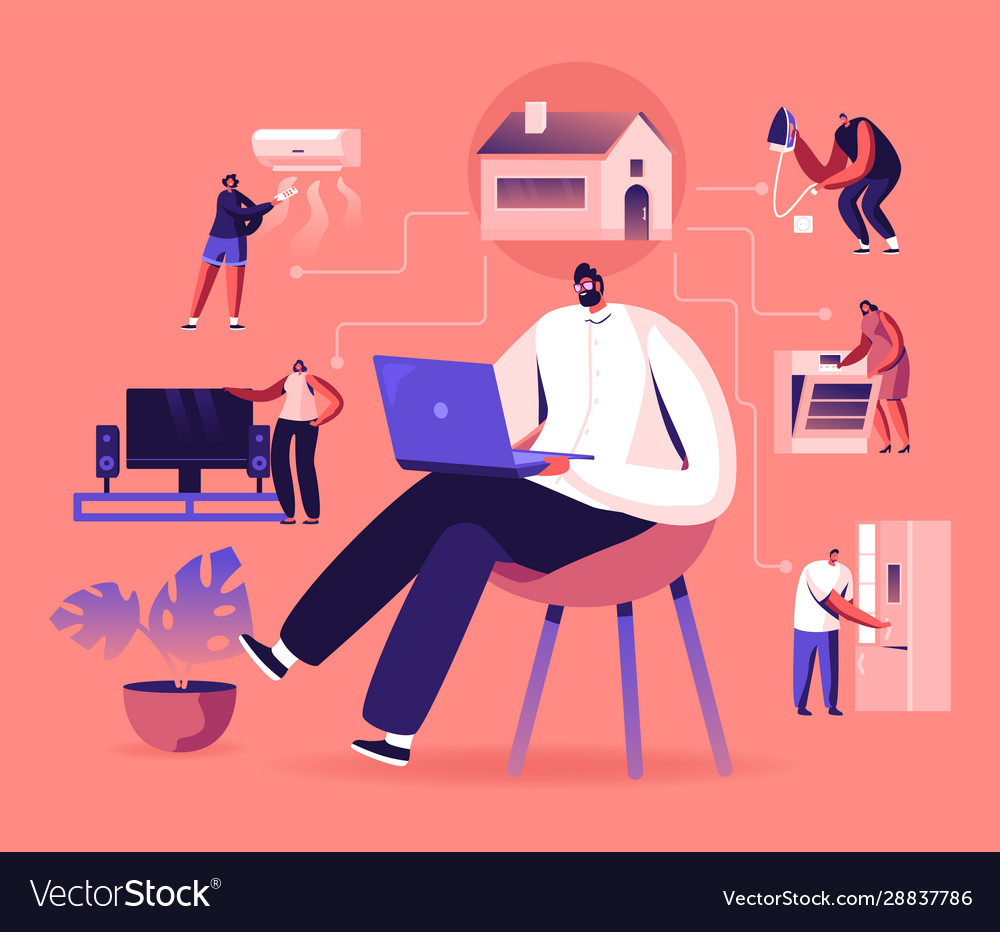 Internet things smart home app network Royalty Free Vector