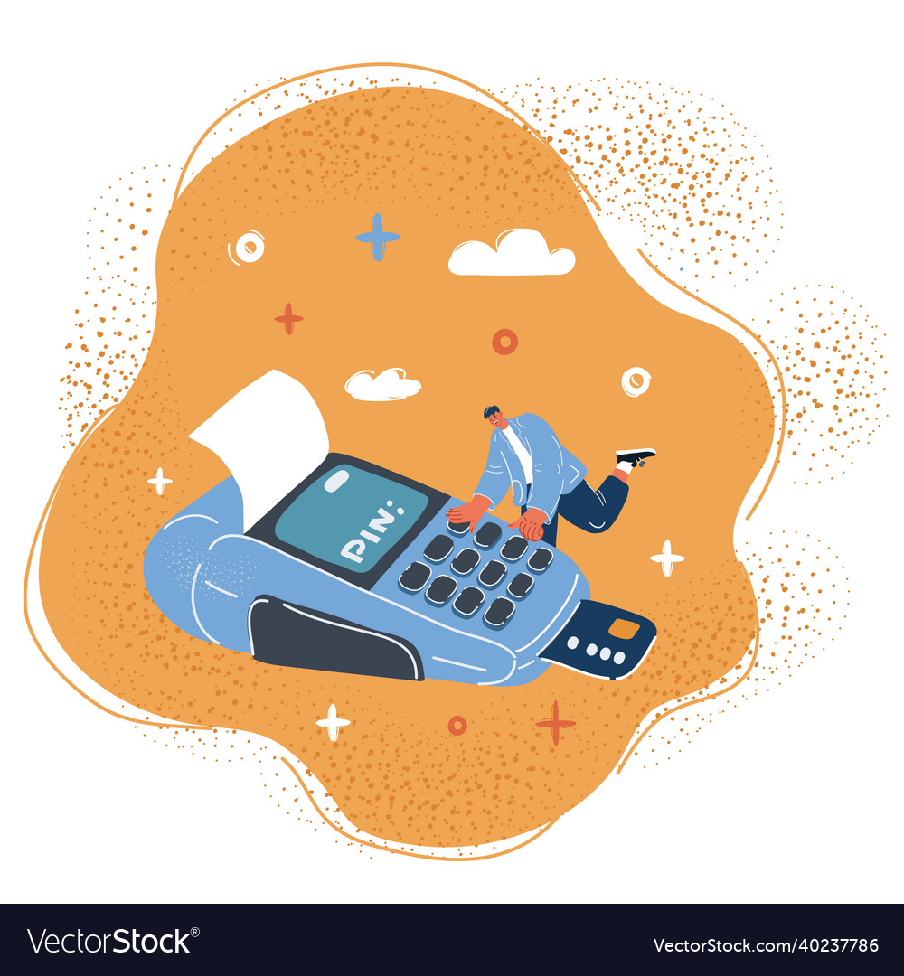 Man enters a pin code vector image Man enters a pin code