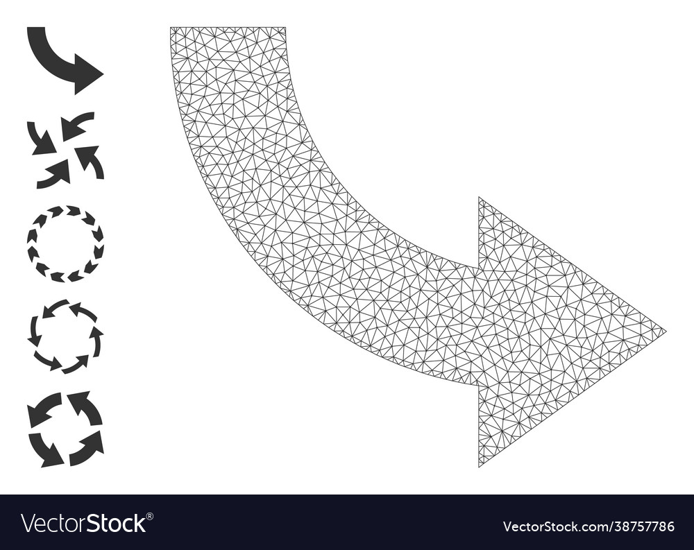 Polygonal mesh rotate right icon with simple vector image Polygonal mesh rotate right icon with simple