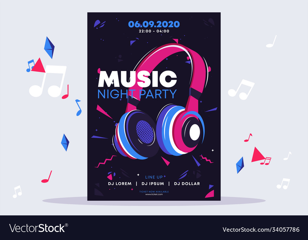 Poster template night party vector image Poster template night party
