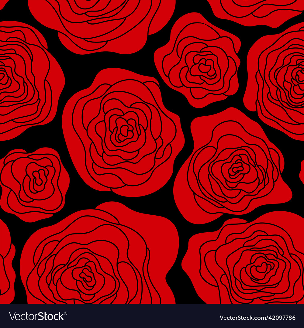 Seamless pattern with red roses vector image Seamless pattern with red roses
