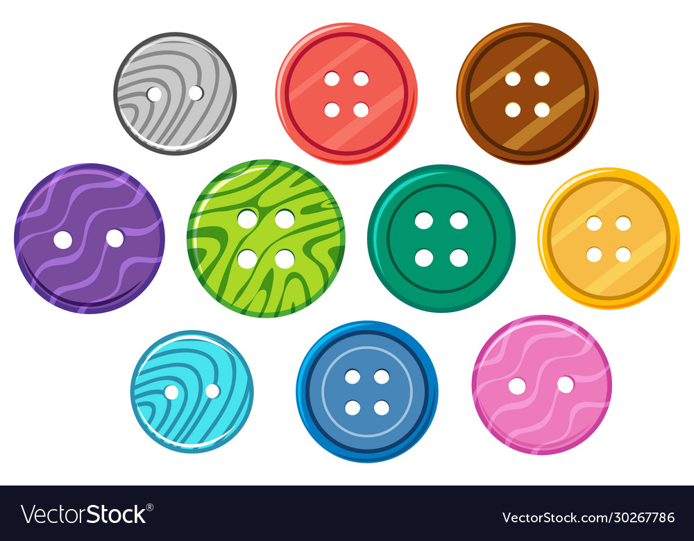 Set different patterns on round buttons vector image Set different patterns on round buttons