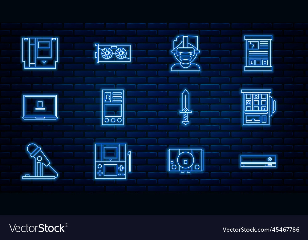 Set line video game console slot machine virtual vector image Set line video game console slot machine virtual