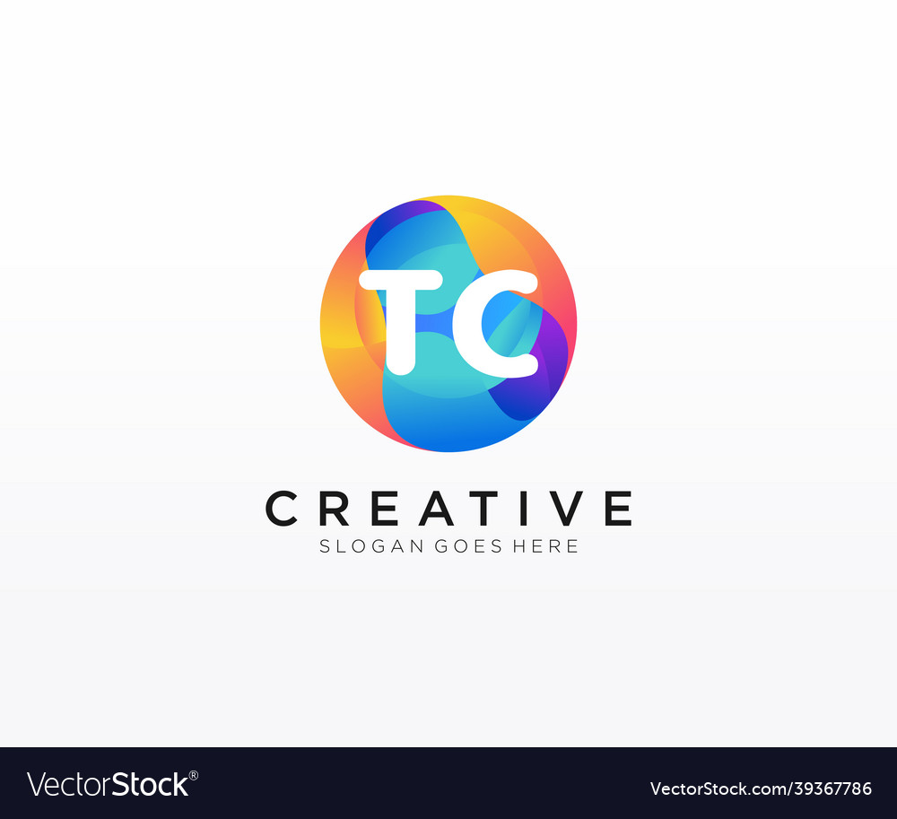 Tc initial logo with colorful circle template Vector Image