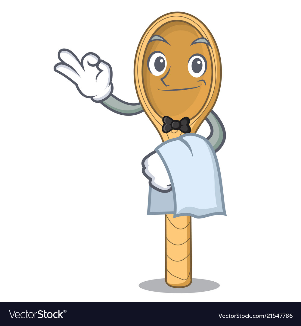 Waiter wooden spoon mascot cartoon